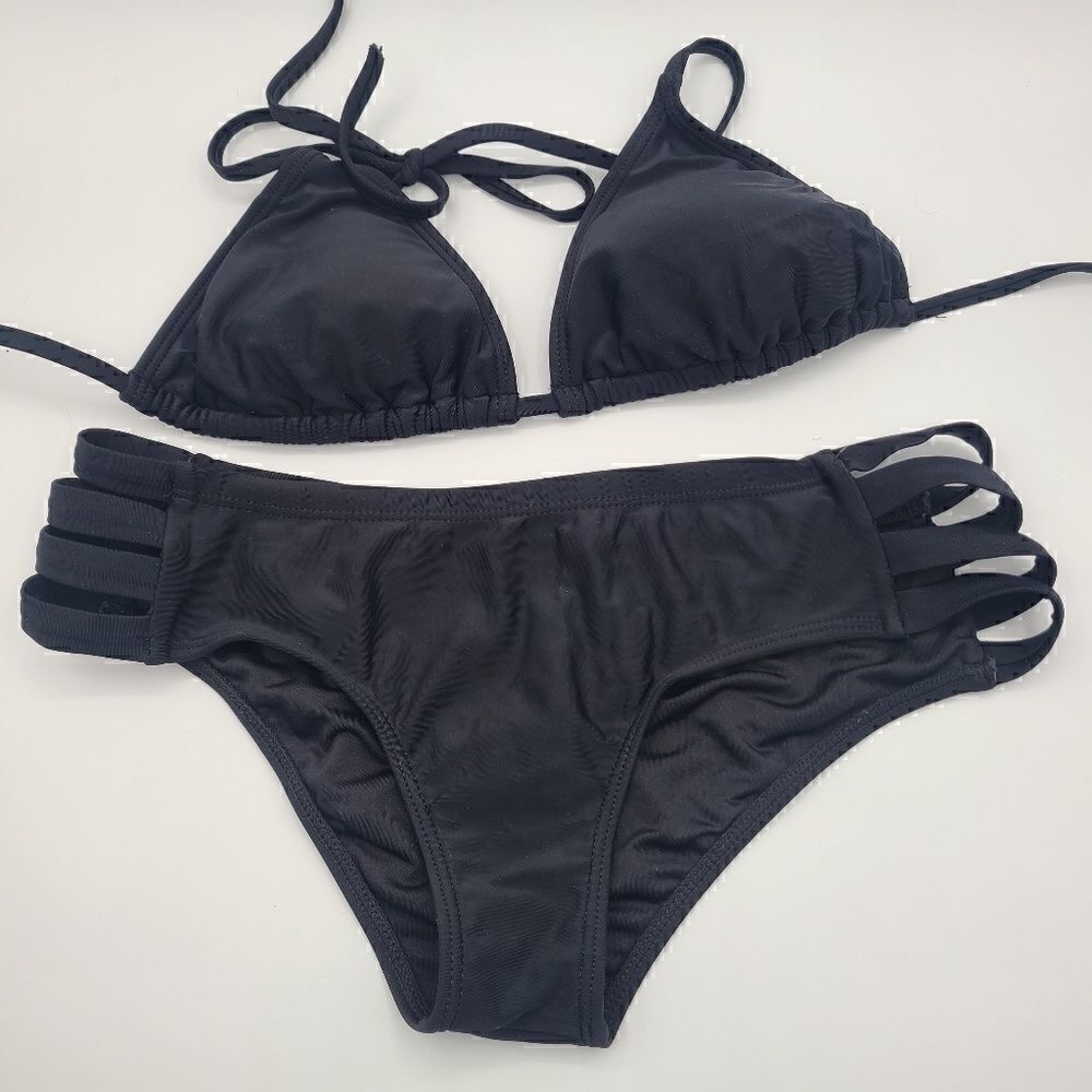 Black Adjustable String Tie Bikini